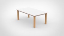 Tangara tafel wit blad en douglas onderstel illustratie